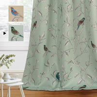 H.Versailtex Blackout Curtains For Bedroom 63 Inches Length Thermal Insulated Birds Rustic Printed Curtain Drapes For Living Room Energy Efficient Room Darkening Home Decoration Pair 2 Panels, Sage