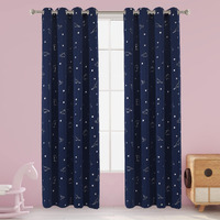 Lordtex Dinosaur And Star Foil Print Blackout Curtains For Kids Room - Thermal Insulated Curtains Noise Reducing Window Drapes For Boys And Girls Bedroom, 52 X 95 Inch, Navy, Set Of 2 Panels