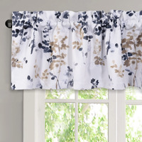 H.Versailtex Valance For Kitchen Windows/Bathroom/Living Room/Bedroom Blackout Window Valance Thermal Insulated Rod Pocket Valance Curtains, 52" W X 18" L, Bluestone And Taupe Floral Pattern, 1 Panel