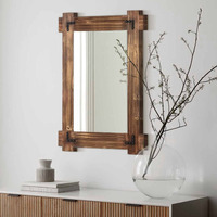 Memorecool Rustic Wooden Framed Wall Mirror For Bathroom, Farmhouse Decorative Natural Wood Vanity Mirror, Wall Mounted Rectangular Mirror For Bedroom Living Room, 40X28 Inches