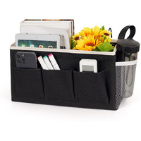 Ozzptuu Bedside Storage Caddy/Bedside Hanging Storage Bag For Headboards Bunk Beds Dorm Rooms Book Phone Magazine Holder (New Black)