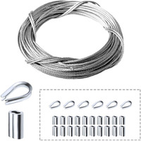 Amadget Stainless Steel Wire Rope, 316 Marine Grade Cable Railing Kit, Aircraft Wire Rope & Picture Hanging Kit For Railing, Decking, Boat Marine Hardware (1/16" X 33 Feet)