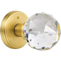 Clctk Crystal Glass Door Knobs Interior With Lock, Privacy Bathroom Bedroom Door Knobs Gold Door Knob, Satin Brass
