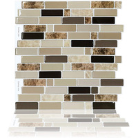 Upgraded,Vamos Tile 10-Sheet Peel And Stick Backsplash Tile,11.8"X10.8" Premium Stick On Kitchen Backsplash Peel And Stick Tile(Marble Brown)