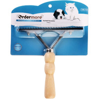 Ordermore Long Tooth Undercoat Dog Rake,Anti-Slip Wood Handle Grooming Rake,Steel Comb For Long Hair Pet