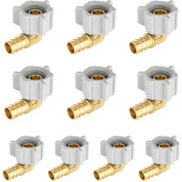 10-Pack Efield Pex 1/2" Pex X 1/2" Female Npt Swivel Elbow Brass Crimp Fittings, Astm F1807