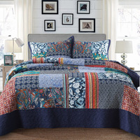 Yvooxny King Quilt Set Reversible Lightweight Bohemian Paisley Patchwork Cotton Quilted Bedspread Coverlet Set 3-Piece Bedding Set With Pillowcases For All Seasons, King Size, 108 * 96 Inches