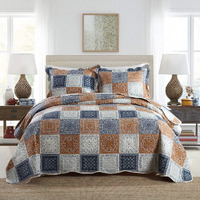Newlake Quilt Bedspread Sets-Color Block Pattern Reversible Coverlet Set,Queen Size