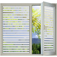 Derzgao Striped Pattern Decorative Window Privacy Film, Anti Uv Removable Privacy Film Windows Glass For Bathroom Home Office Garage Non-Adhesive Self Static Cling (Stripes Pattern 17.5X118.1Inch)