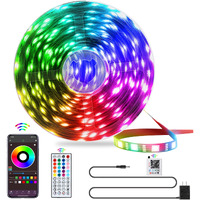 Qzyl Led Lights For Bedroom, 25Ft Rgb Led Strip Lights With 44 Keys Ir Remote, Smart Led Light Strip With Adhesive Backing Adjustable Brightness App Control For Bedroom Party Decoration