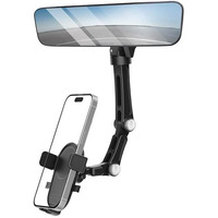 Karmus Rearview Mirror Phone Holder For Car, Rear View Mirror Phone Holder, Rotatable And Retractable Car Phone Holder Mount, Car Truck Essentials Accessories Compatible With All Cell Phones