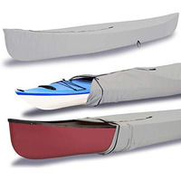 Eliteshield Canoe Cover Kayak Cover; Waterproof Uv Resistant Marine Grade Polyester Canoe Kayak Boat Storage Cover Fits 17 Ft-18 Ft Long, 110 Inches Girth Gray Color