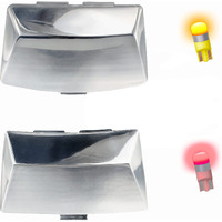 Nthreeauto Front Rear Chrome Fender Light Lens Fender Tips Mud Guards Covers W/Led Bulbs Compatible With Harley Electra Glide Ultra Classic Road King Softail Flhr Flstc Flhtc(Mirror Shell)