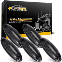 Partsam 5Pcs Smoke Lens Yellow 6 Led Top Cab Marker Roof Running Lights Lamps Assembly Replacement For Freightliner Cascadia Heavy Duty Truck Cab Lights
