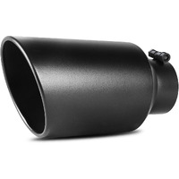 Autosaver88 5 Inch Inlet Exhaust Tip, 5" Inlet 8" Outlet 15" Overall Length Powder Coated Finish Stainless Steel Exhaust Tail Tip For 5" Outside Diameter Tailpipe, Rolled Angle Cut, Bolt-On, Black