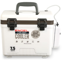 Engel 7.5Qt Live Bait Cooler Box With 2Nd Gen 2-Speed Portable Aerator Pump. Fishing Bait Station And Minnow Bucket For Shrimp, Minnows, And Other Live Bait - Englbc7-N In White
