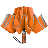 Lejorain Large Reverse Umbrella -50 Inch Windproof Folding Inverted Umbrella - Upside Down With Safety Reflective Strip (7.Orange)