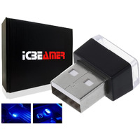 Icbeamer Blue Color Universal Usb Interface Plug-In Miniature Night Light Led Car Interior Trunk Ambient Atmosphere