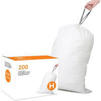 Simplelisa Code H (200 Count) 8-9 Gallon Heavy Duty Drawstring Plastic Trash Bags Compatible With Code H  1.2 Mil  White Garbage Can Liners 8-9 Gallon/30-35 Liter