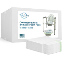 Tidycare Bedside Commode Liners And Absorbent Pads For Portable Toilet Chair Bucket And Bedpan  Xl Combo Pack Of 48 Disposable Waste Bags And 48 Pads  Universal Fit Portable Toilet Liners And Pads