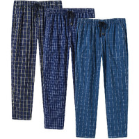 Mofiz Men's Pj Bottoms Cotton Sleep Lounge Pants Classic Plaid Pants Nightwear Lightweight 3-Pack Size L