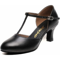 Womens T-Strap Latin Salsa Ballroom Dance Heels Black Character Shoes Prom Wedding Dress Pumps (7 / Black)