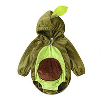 Merqwadd Unisex Toddler Baby Halloween Avocado Costume Cute Velvet Costumes Outfits (18-24 Months,Avocado Hoodie Romper)