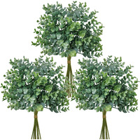 Winlyn 33 Pcs Artificial Eucalyptus Leaves Stems In Grey Green 14.6" Tall Bulk Wedding Bouquet Greenery Rustic Holiday Greens For Vase Mason Jar Bottle Floral Arrangement Christmas Wreath Garland