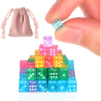 100 Pack Small Dice Set 5Mm With 1 Velvet Bag Game Dice 6 Sided Mini Dice Set Transparent Tiny Dice Colored Dice Square Corner For Casino Night Parties Early Elementary Math Learning Counters