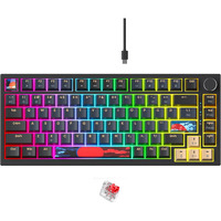 Fogruaden 75% Wired Mechanical Gaming Keyboard 75 Percent Keyboard Hot Swappable, Red Switch, Rgb Backlit 82 Keys Tkl Mechanical Keyboard, Nkro Compact Keyboard With Volume Control Knob (Bluesamurai)