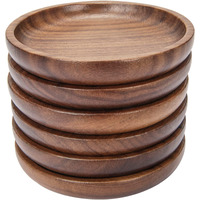 Wood Coasters For Drinks, Maprial 4 Inch 6 Pack Wooden Coasters Set 100% Natural Walnut With Anti-Scratch Backing For Coffee Table, Wooden Table, Gift, Home Decor, Bar, Any Cups