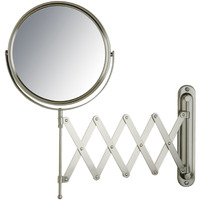 Jerdon Two-Sided Wall-Mounted Makeup Mirror - Makeup Mirror With 7X Magnification & Extendable Arm - 8-Inch Diameter Mirror With Nickel Finish Wall Mount - Model Jp2027N
