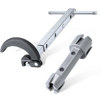 Duratech 10"-17" Telescoping Basin Wrench With 1-3/8" To 2-1/2" Large Jaw Capacity & Tub Drain Remover Wrench Aluminum Alloy Drain Removal Tool, Dual Ended