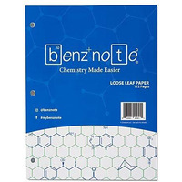 Benznote, Loose Leaf Filler Paper, For Organic And Biochemistry, 8-1/2" X 11", Hexagonal Graph Rule, Green Lined, 3-Hole Punched, 112 Pages