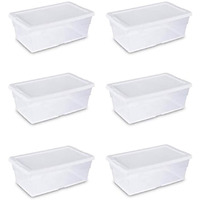 Sterilite 16428012 6 Quart/5.7 Liter Storage Box, White Lid With Clear Base (Pack Of 6)