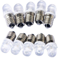 Gutreise 10Pcs E10 Screw Dc12V Cold White Spot Led Bulb Light Lamps +10Pcs E10 Base (Dc12V, Cold White)