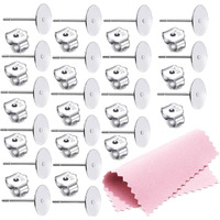 25Pair 925 Sterling Silver Earrings Posts Flat Pad Ear Stud Hypoallergenic Blank Earring Pins With 925 Sterling Silver Earring Backs For Jewelry Making Findings(6Mm )