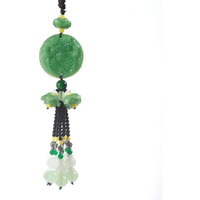 Fengshuige Chinese Traditional Style Green Crystal Hanging Decoration House Door Window Charm Hanging Pendant Amulet Pray For Luck Safety