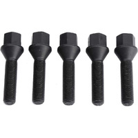 12X1.5Mm Tuner Lug Bolts, Ksp Conical Seat Extended 40Mm Shank 17Mm Hex For Aftermarket Wheels, 5Pcs Black