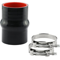 Ucreative 4'' Length Hump Black Silicone High Temperature 4-Ply Reinforced Straight Hump Coupler Hose With T-Bolt Clamp Id: 2.5" (63Mm)