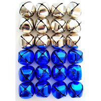 Jingle Bells 1 1/4 Inch (24 Piece Pack, Silver & Blue)