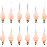 Goothy Silicone Dipped Flicker Flame Candle Light Bulbs, 1W Christmas Replacement Bulbs For Electric Window Candles Lamps Chandeliers Outdoor String Lights, C7/E12 Candelabra Base, 120 Volt-12 Pack