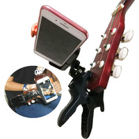 Universal Guitar Headstock Phone/Camera Clamp Clip Mount For All Smartphones And Gopro Action Cameras ~ Close Up Home Recording - Live Broadcast Bracket Clip - Work For Any Microphone Stands
