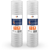 Aquaboon 1 Micron 20" X 4.5" String Wound Sediment Water Filter Cartridge  Whole House Sediment Filtration  Compatible With Pc40-20, Wp1Bb20P, 355222-45, Wpp-45200-01, Wpp-45200-01, 84650, 2-Pack