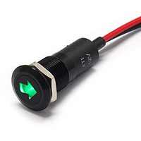 Alpinetech Plb12Ms 12Mm 1/2" 12V Led Metal Signal Indicator Pilot Dash Light (Single Arrow (Green))