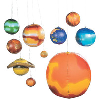 Inflatable Planets Solar System Set - 10 Pieces, 9 Planets And Sun - Hanging Space Party, Kids Room And Classroom Decor