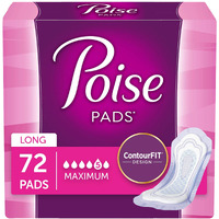 Poise Incontinence Pads, Maximum Absorbency, Long, 12 Count (6 Cases)
