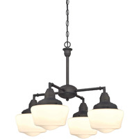 Westinghouse Lighting 6342000 Scholar Four-Light Indoor Convertible Chandelier/Semi-Flush Ceiling Fixture, Oil Rubbed Bronze Finish With White Opal Glass, Oil-Rubbed Bronze