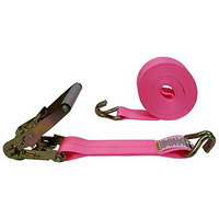 Pink 2-Inch Ratchet Strap With Wire Hooks (24 Ft, Wire Hook)