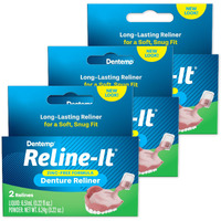 Dentemp Denture Reline Kit - Advanced Formula Reline It Denture Reliner (Pack Of 3) - Denture Kit To Refit And Tighten Dentures For Both Upper & Lower Denture
